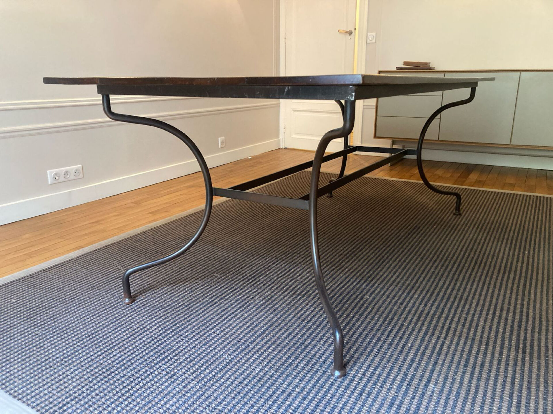 Beautiful teak dining table with 8 chairs.