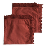 Pair of antique brick red cotton pillowcases