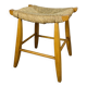 Bull stool straw and wood, Swiss design, 1950s