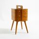 Beautiful original Mid Century teak sewing box with hinged compartments