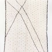Beni Ouarain ecru Berber rug with polka dots and black patterns 235x157cm