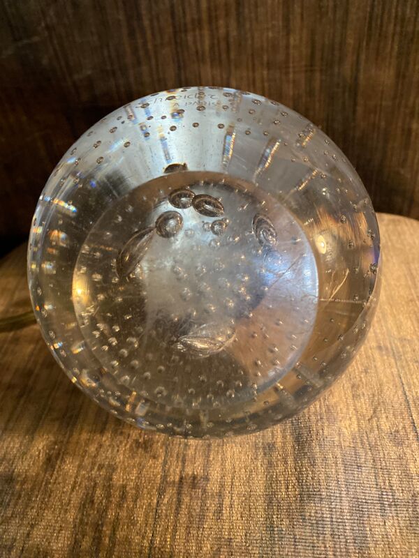 Pied de lampe en cristal signé Schneider 1950