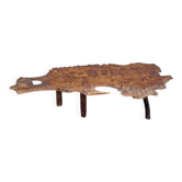 Brutalist coffee table in elm burl