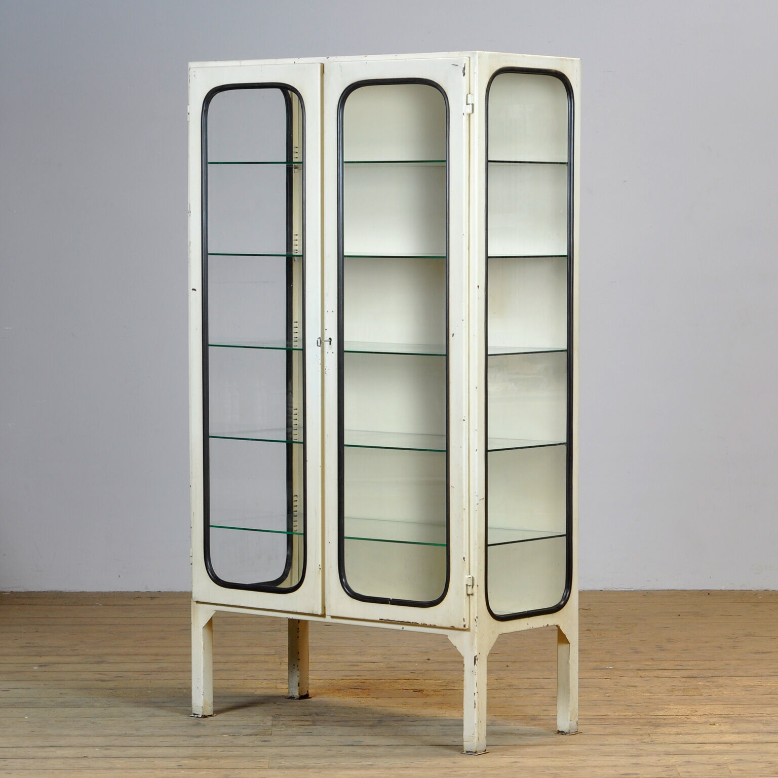 Glass & Iron Medical Cabinet 1970s