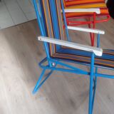 Vintage camping folding chairs with stripes