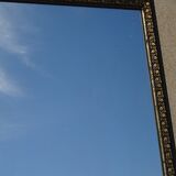 Mirror with black and gold frame, embossed vine leaves