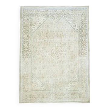 Tapis vintage persan fait main en laine et coton jaune des années 1970 287x390