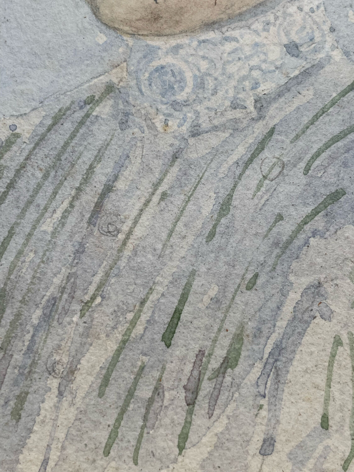 Watercolor painting portrait of an old impressionist woman