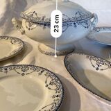 Soup tureen and plates France HB&cie Terre de fer