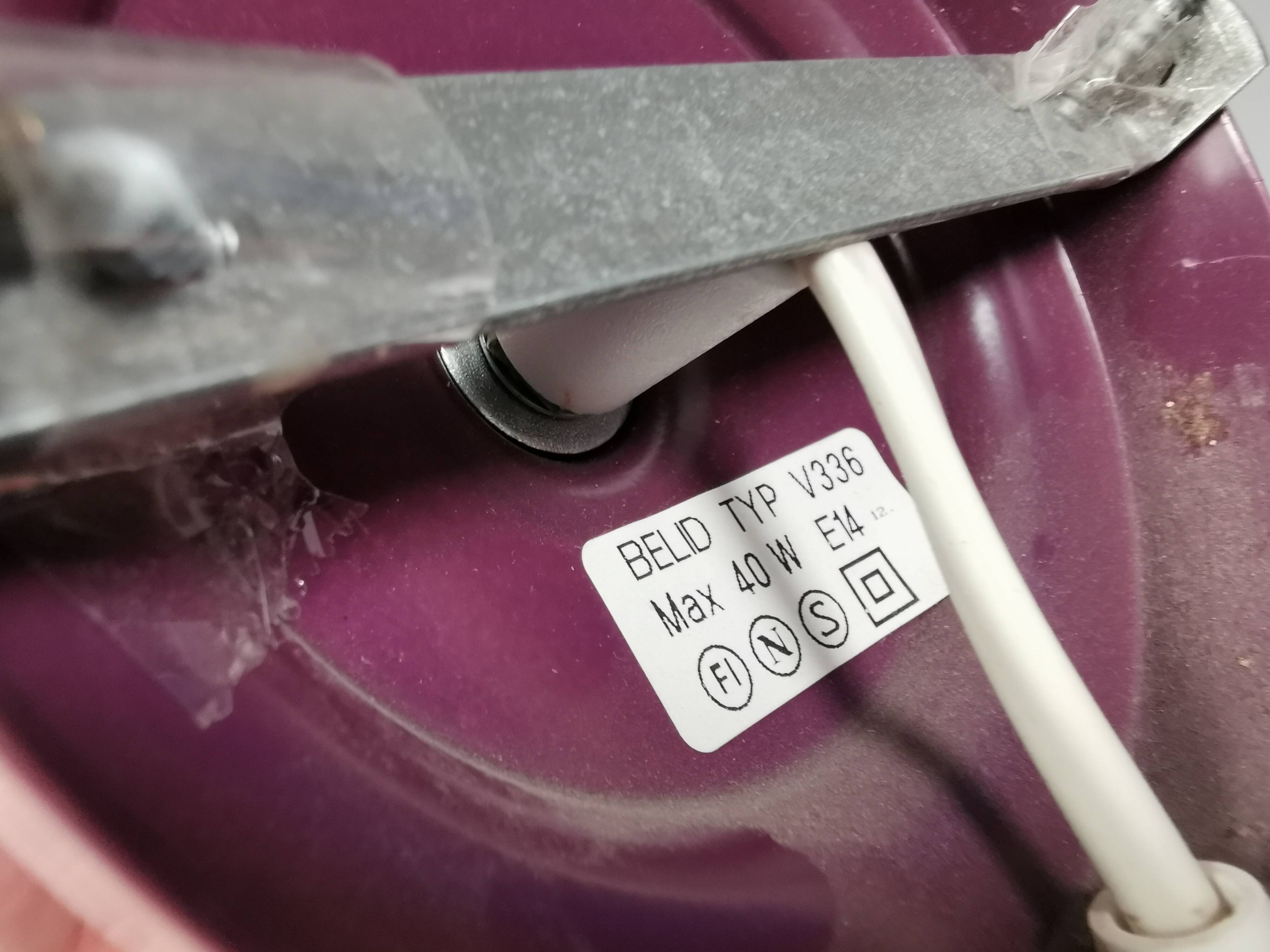 Wall lamp from Swedish Belid 1990s, in a beautiful aubergine purple colour.