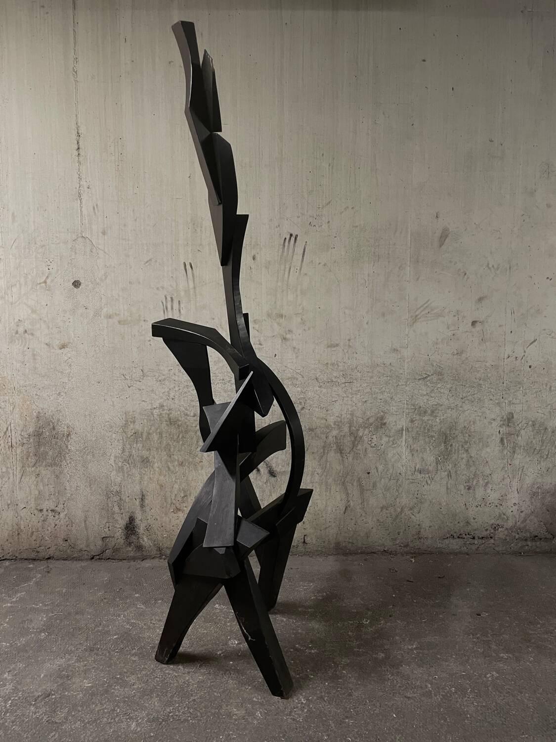 Large abstract sculpture in painted wood