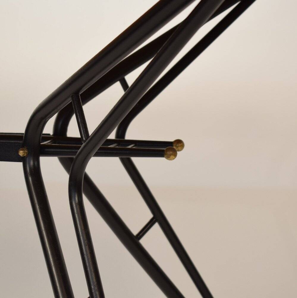 Mid-Century Italian Dining Table in Black Lacquered Metal and Formica, 1952