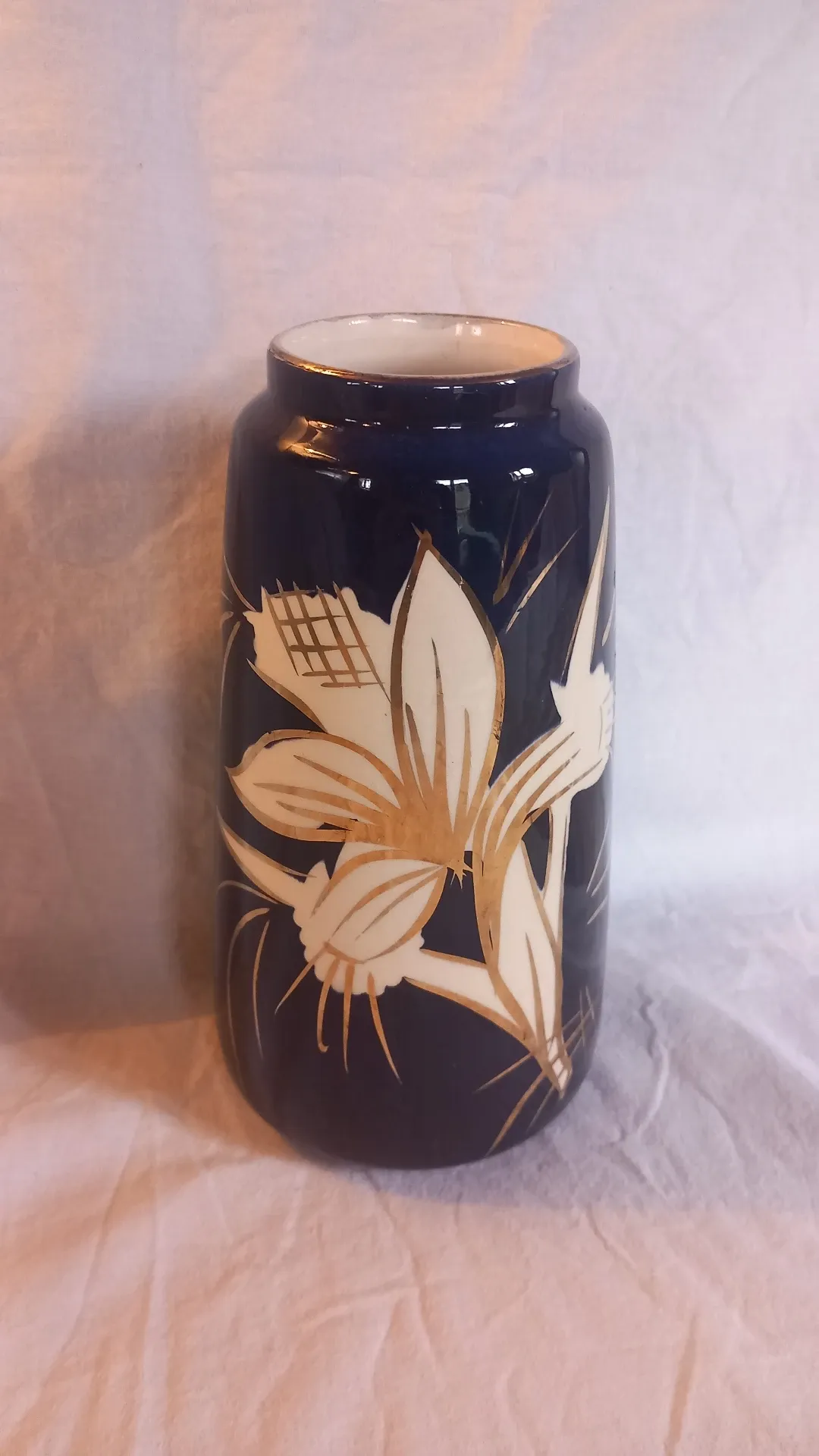 Vintage ceramic vase West Germany - Scheurich 638-20 cobalt blue