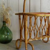 60s rattan magazine holders with trays