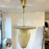Mid-Century suspension in brass and opaline glass