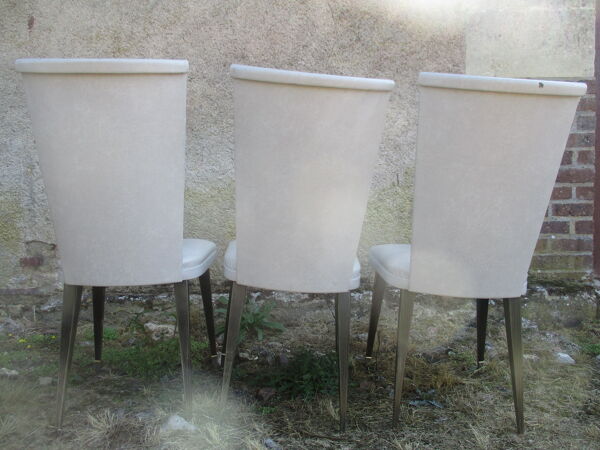 Suite de 6 chaises de salle à manger années 50'S simili cuir gris