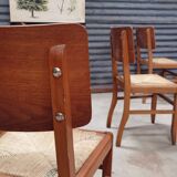 Set of 6 chairs straw wood reconstruction