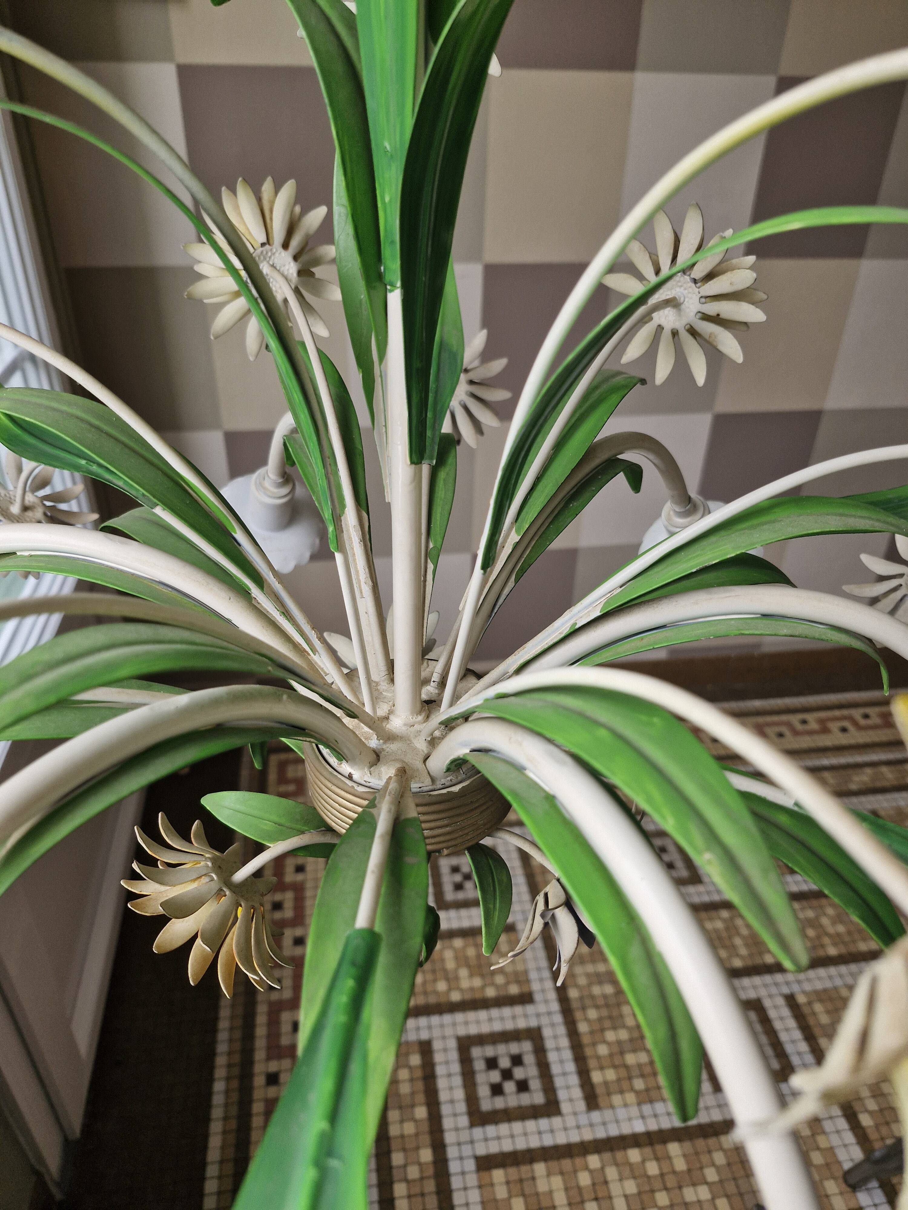 Flower chandelier in sheet metal Italy 1970s
