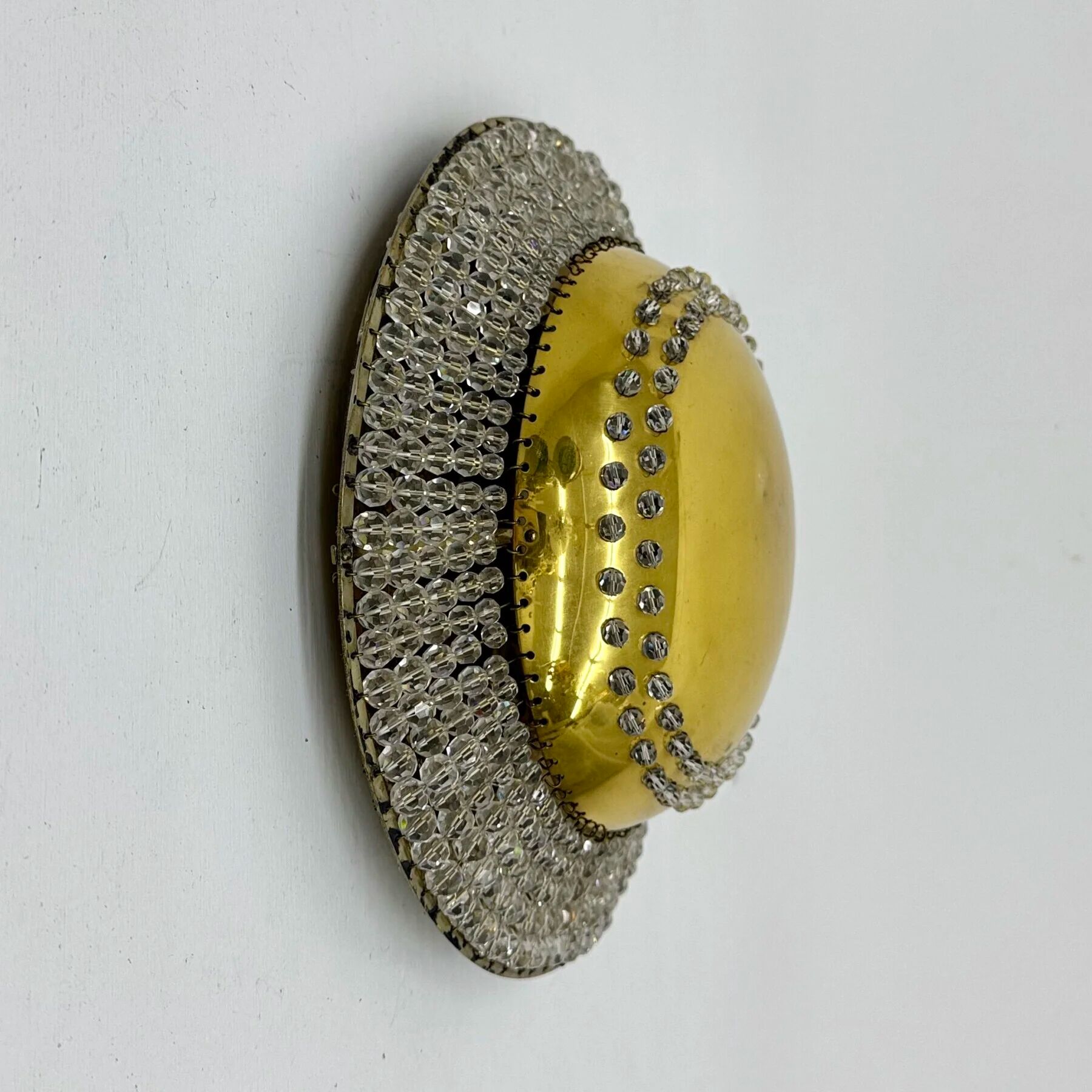 Unique modernist design crystal glass and brass wall light, Austria 1950s