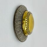 Unique modernist design crystal glass and brass wall light, Austria 1950s