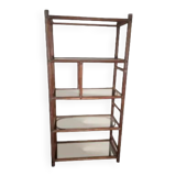 Rattan shelf and smoked glass 1970