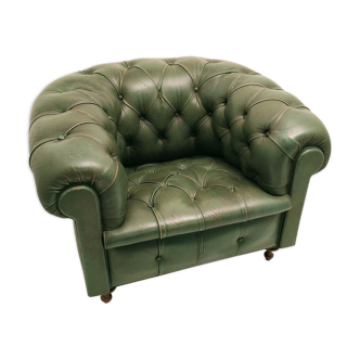 Former chesterfield green leather chair