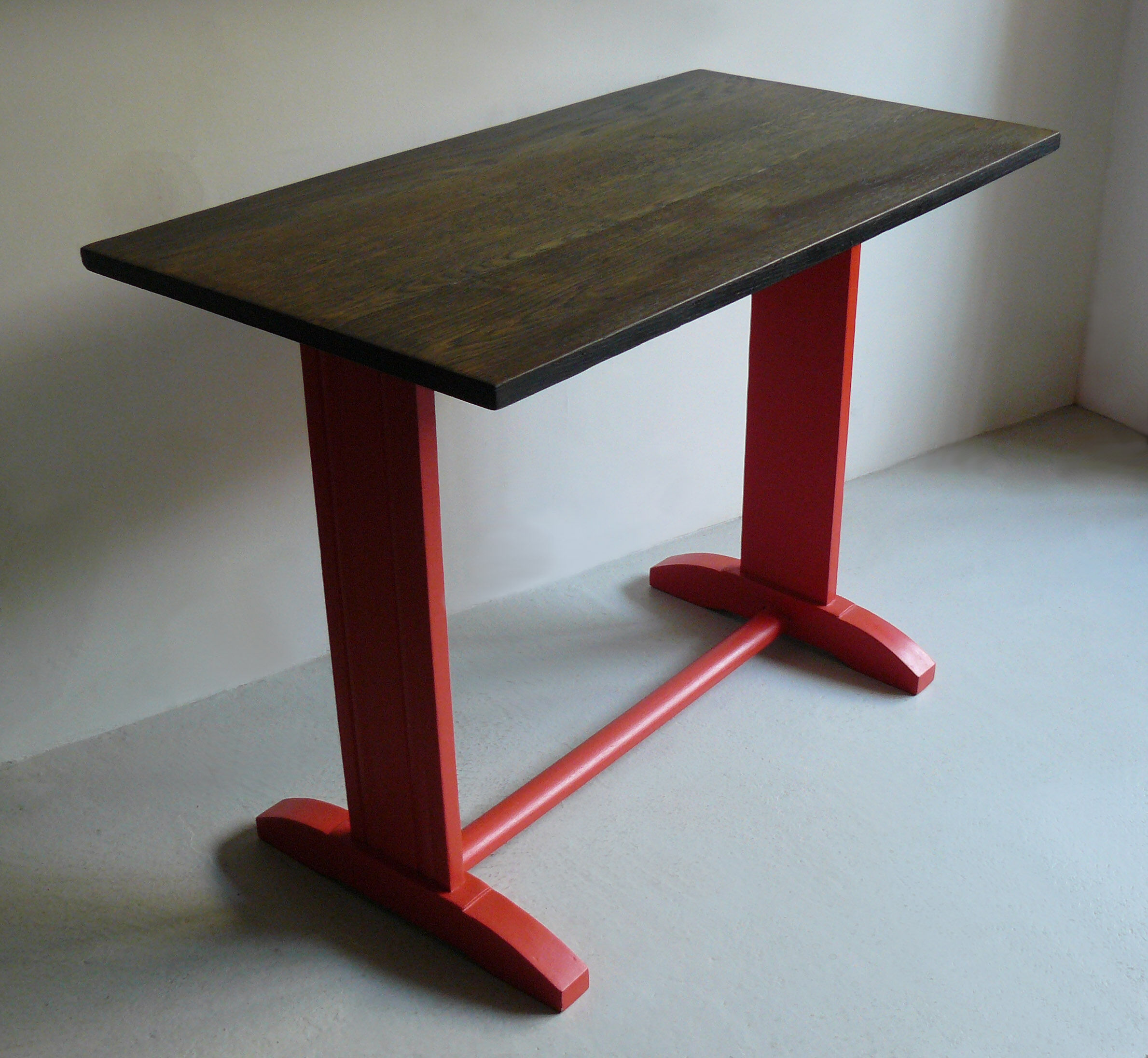 Oak, black and orange bistro table