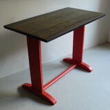 Oak, black and orange bistro table