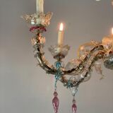 Lustre rezzonico en verre coloré de Murano 6 bras de lumière