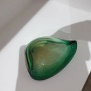 Ashtray, green-brown glass, designed by E. Beranek, Škrdlovice, Czechoslova