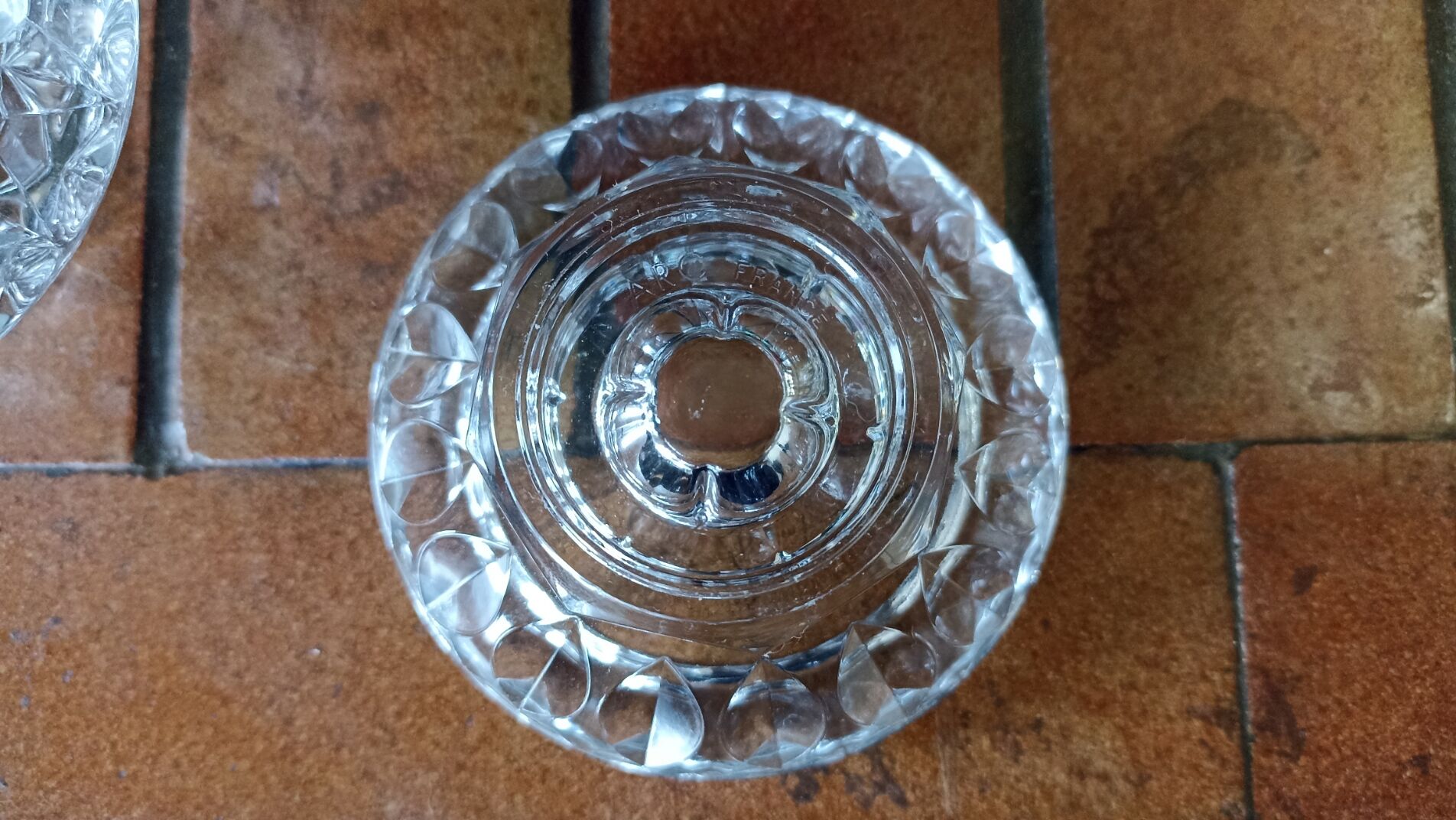 Duo of crystal candle holders - ARC France