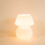 Lampe champignon classique verre opalin blanc années 80