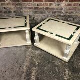 Sofa side tables in resin and brass