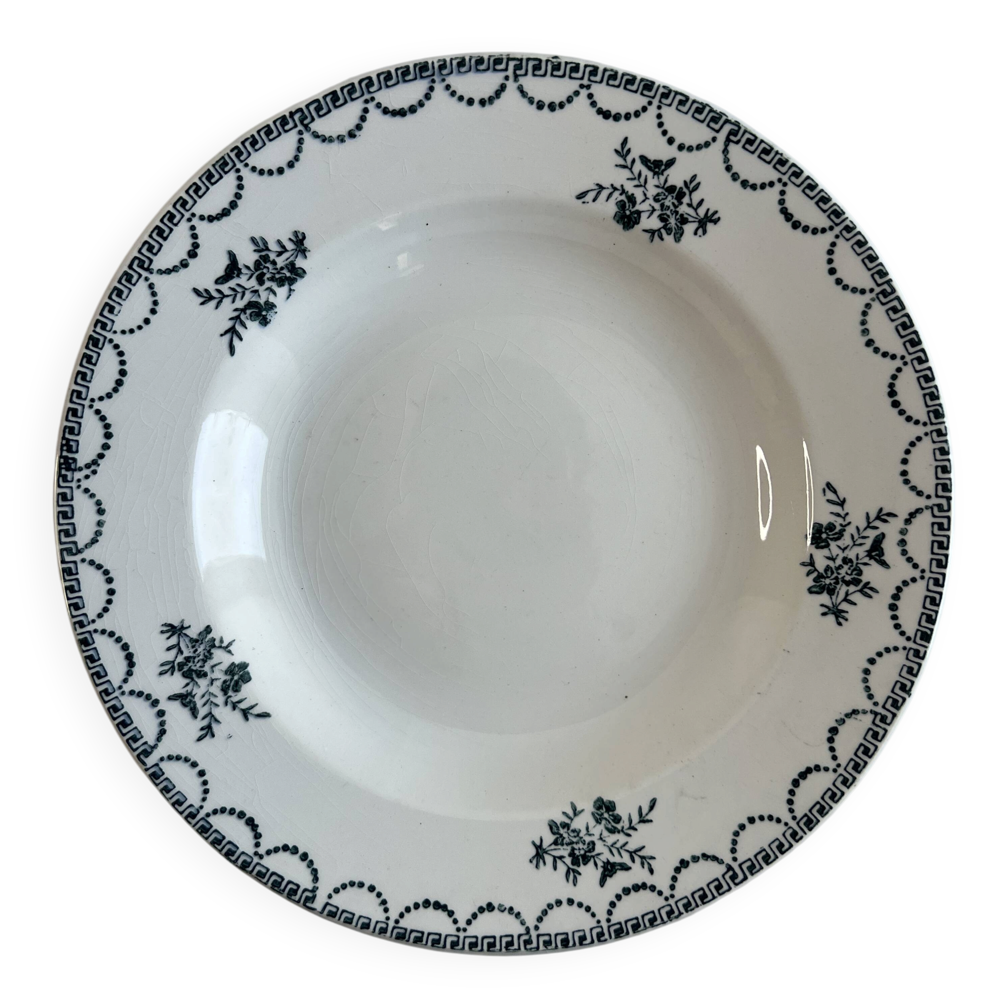 Antique deep plate — Céranord pottery, "Siamand" model
