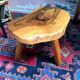Tabouret vintage en bois d'olivier années 70