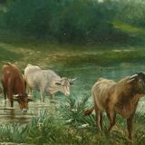 Oil on Canvas “Pastures” by N. Okolowicz – Early 20th Century