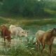 Huile sur Toile « Pâturages » de N. Okolowicz – Début XXe