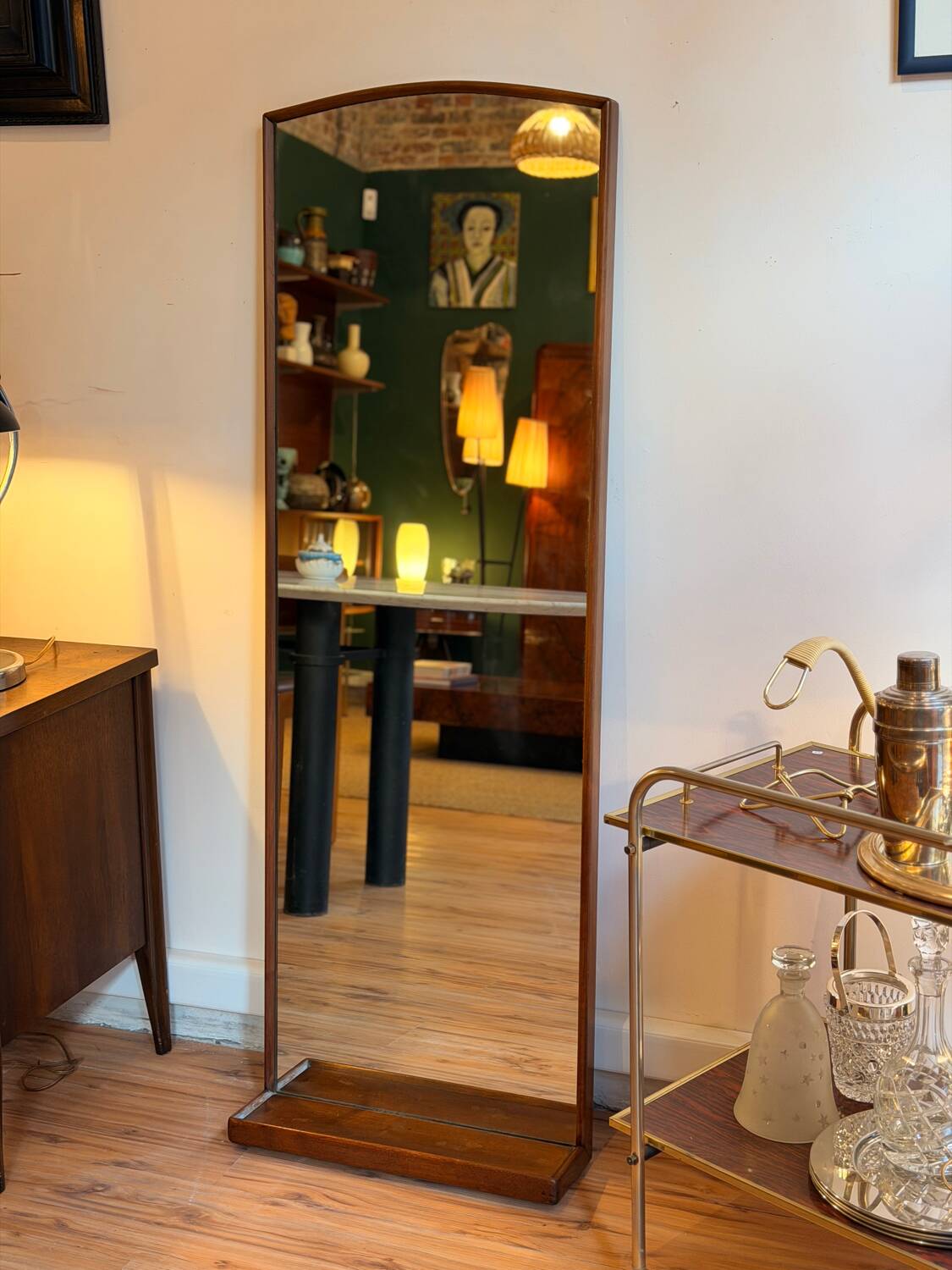 Scandinavian teak full-length mirror from the 1960s.