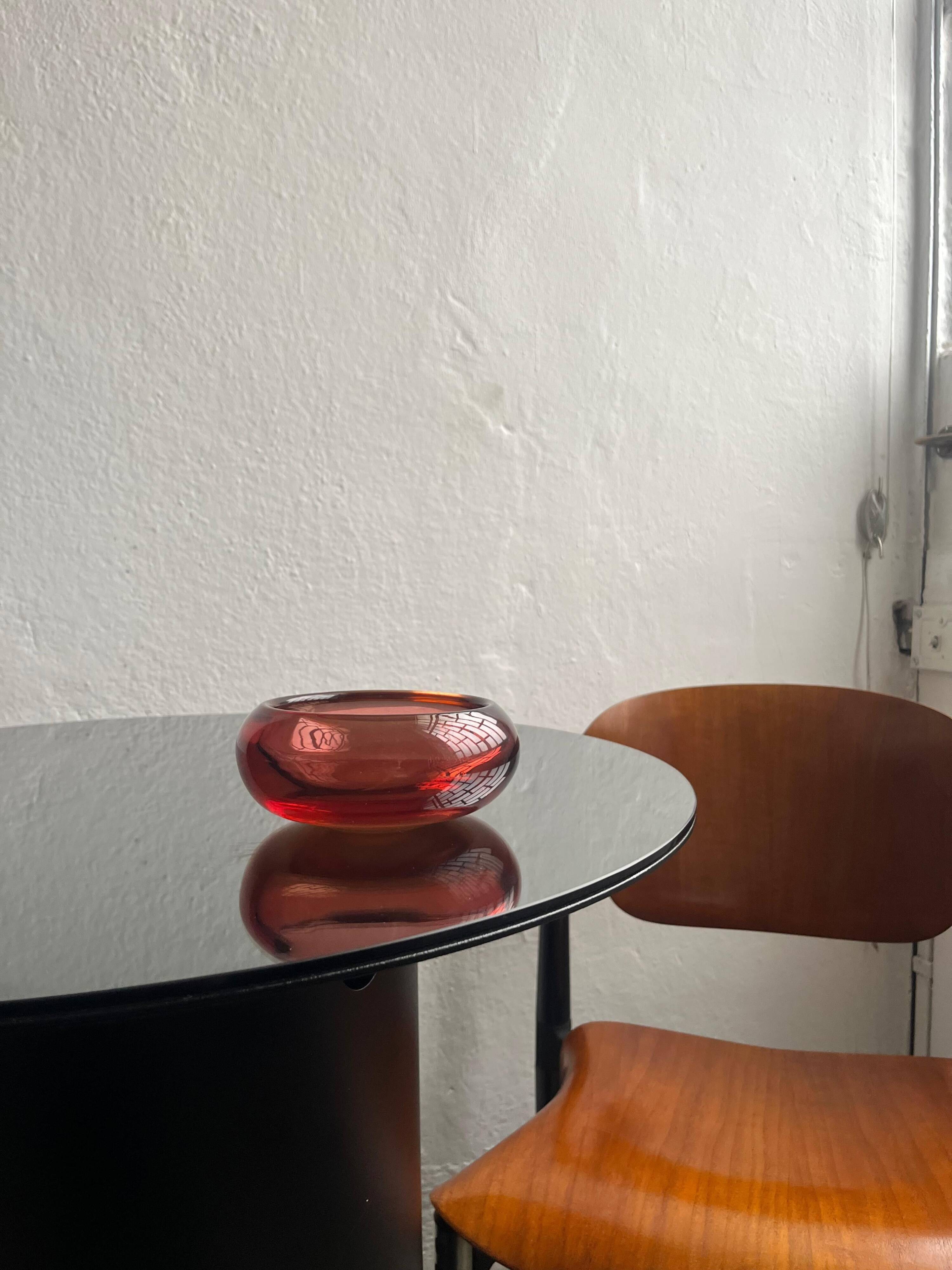 Vintage Murano glass bowl, Coffee table accent , Bookcase, vibrant deep orange