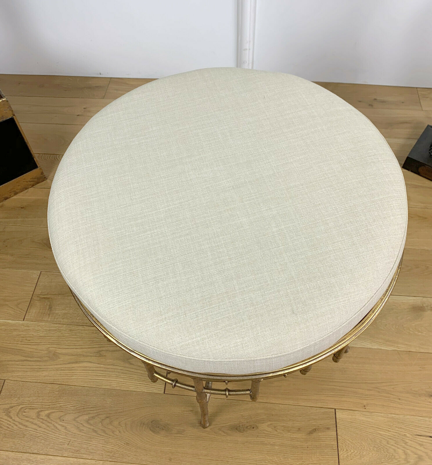 Napoleon III style ottoman in gilded metal with bamboo décor