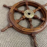 Rudder bar wheel boat in wood and brass "Comptoir des Indes" shelf