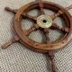 Rudder bar wheel boat in wood and brass "Comptoir des Indes" shelf