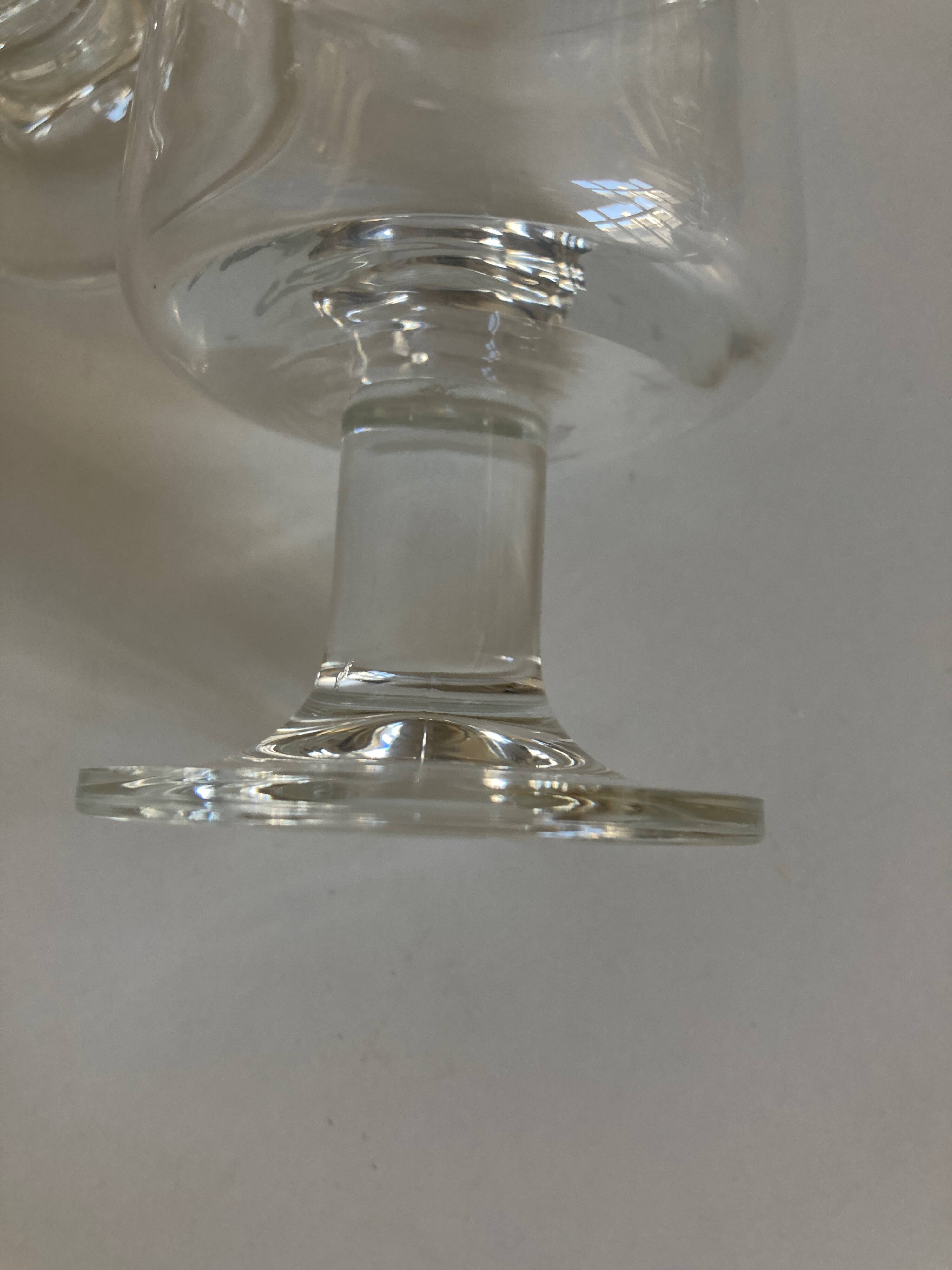 set of 7 Scandinavian crystal glasses ringing stemmed goblets 1970