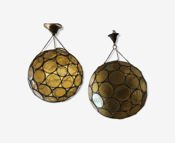 Paire de suspensions boules vintage 1970