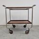 Bauhaus bar cart in walnut root veneer and steel