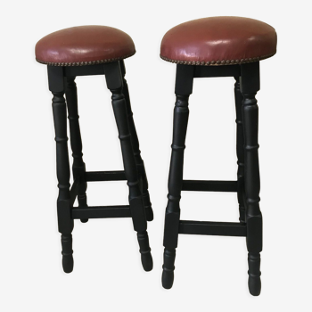 Leather and black wood bar stools