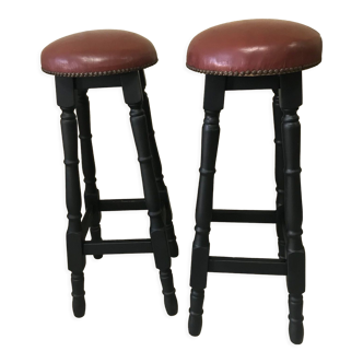 Leather and black wood bar stools
