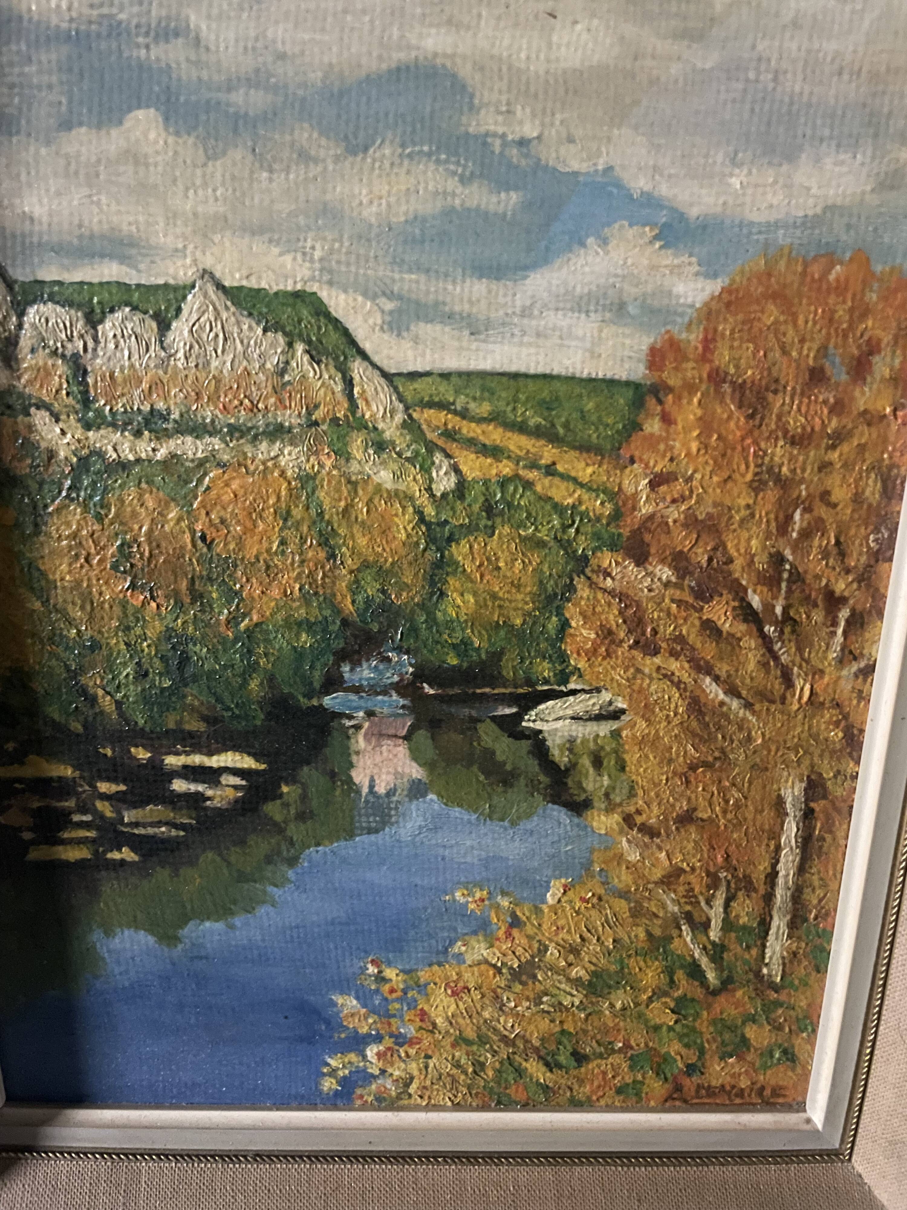 Old oil painting on canvas