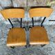 Pair of antique chairs in black metal + wooden seat & back