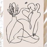 Indian ink "Bouquet of feathered reeds"